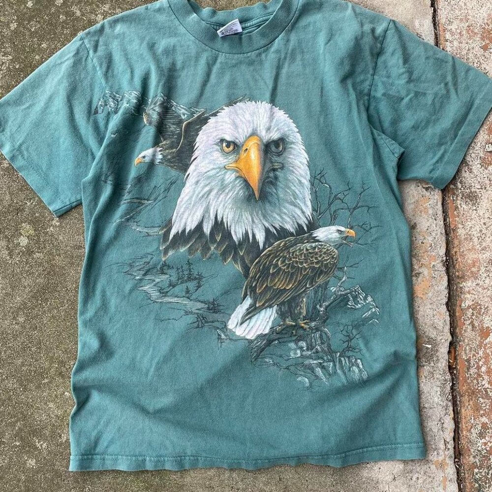 American Vintage Men's Green and Blue T-shirt
